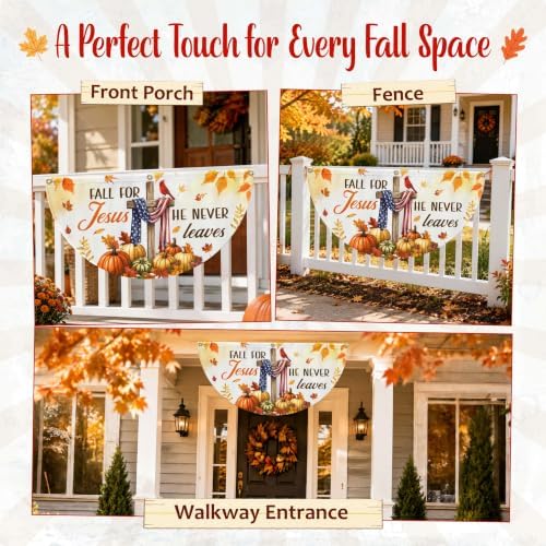FLAGWIX Christian Fall Bunting Flag 1.5x3ft, Pumpkin Outdoor Decor