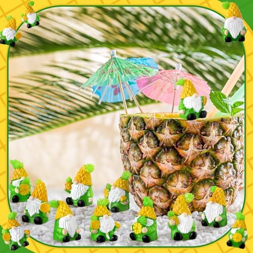 Wesiti 40 Pcs Christmas Pineapple Gnomes Mini Resin Figurine Miniature Resin Statues Tiny Gnomes Figurine for Table Decor Indoor Outdoor Home Garden Plant Pot