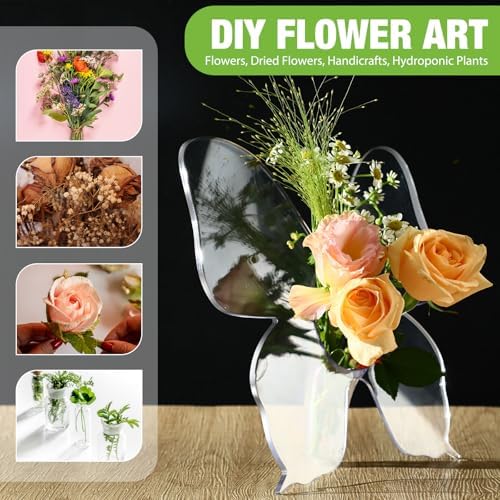 4 Pack Clear Butterfly Vase Acrylic Frame Centerpieces, Classic