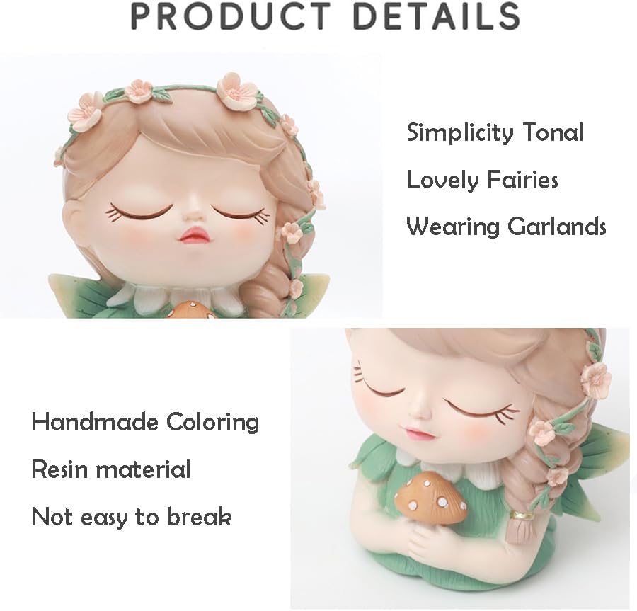 Argofox Samll Angel Girl face Succulent Plant pots 3packs with Drainage Hole 4inch Indoor Cactus Pot Unique Cute Flower