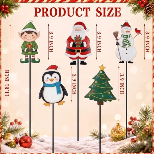Roowest 5 Pack 12'' H Metal Christmas Yard Stakes Outdoor Decorations