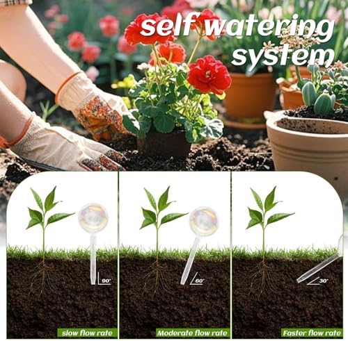 6PCS Plant Watering Globes,Iridescent Rainbow Clear Watering Bulbs,Glass Self Watering Planter Insert,Watering Bulbs for Flowerpot,Indoor,Outdoor,Hanging Plants Home Garden(3 Large+3 Small)
