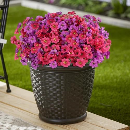 24PCS UV Resistant Artificial Flowers for Outdoors, Purple + Rosy