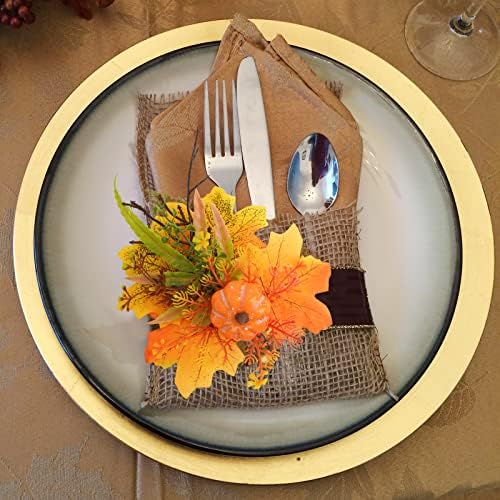 Krissing 4 Pcs Artificial Fall Floral Picks with Sunflower and Pumpkin