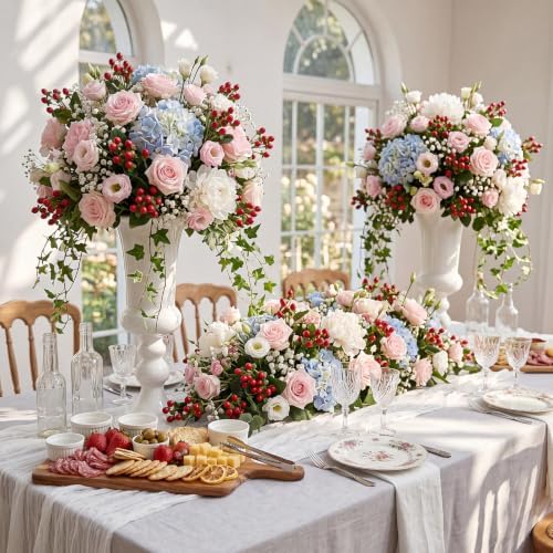 4 Pcs Artificial Hypericum Berry Stem 27.6 inch Simulation Style Flowers Berries Branches Fake Hypericum Berries Decorations for Wedding Home Table Centerpieces Decor (Orange)