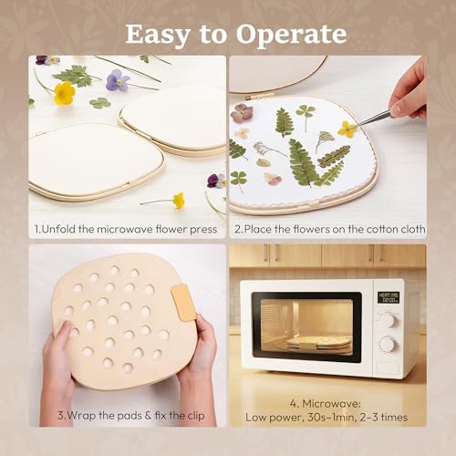 Aboofx Microwave Flower Press Kit, 9" Fast Drying Easy Flower Pressing Kit