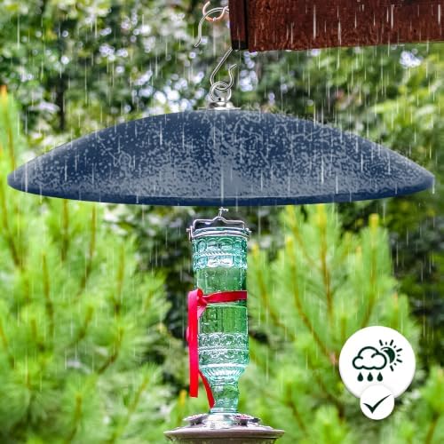 19.25-Inch Extra Large Squirrel Baffle,Hummingbird Feeder Shade Dome Cover, Bird Feeder Rain Guard, Hanging Squirrel Proof for Shepherd's Hook Outdoors (Blue) 2 Pack
