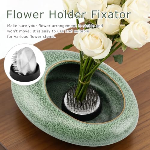 Ikebana Flower Frog Kit – Ceramic Bowl w/ 1.65" Kenzan for Japanese Arrangement