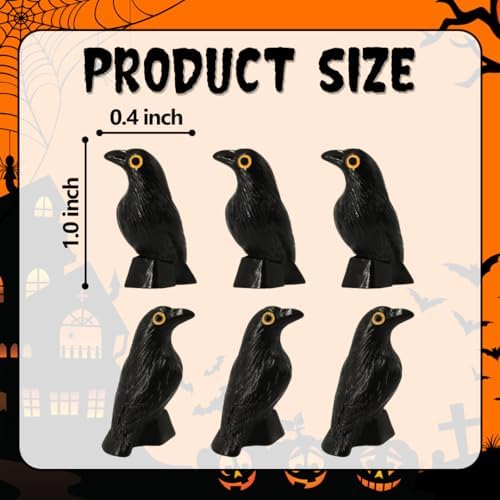 Black Crows Door Hinge Toppers Set of 6 - Spooky Black Raven Miniature Hinge Heads Decorative Topper - Magnetic Decorative Charms for Halloween Home Decor