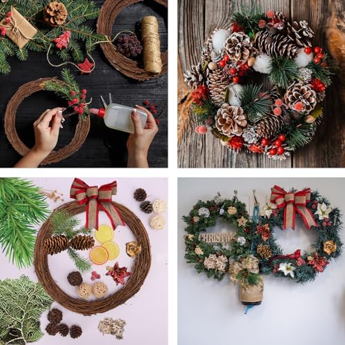 6 Pcs 12 Inch Natural Grapevine Wreath Set, Hand-Woven Vine Branch Wreaths for DIY Crafts, Christmas Decorations, Home & Event Styling