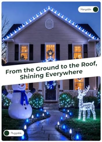 C9 Christmas Lights Outdoor, 26FT 20 LED C9 String Lights with Stakes