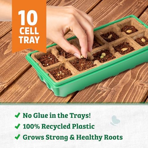 Back to The Roots 10-Cell Greenhouse Germination Kit | Includes Biodegradable Pots & Vented Greenhouse Lid | Made from 75% Recycled Plastic
