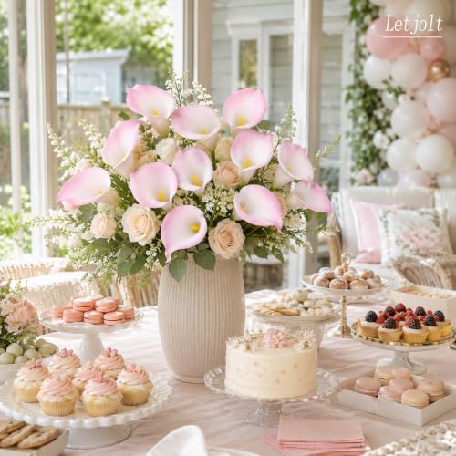 Letjolt Artificial Calla Lily Flowers 12Pcs, Blush Pink