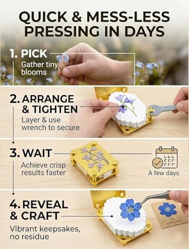 Mini Flower Press Keychain,Micro Flower Press Kits, with 20Pcs Paper-Portable Miniature Flowers Drying Press Kit, for Travel Outdoor, Presses Plant, Leaves, Micro Flowers (Style C)