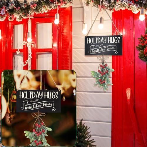 Vercraft Christmas Mistletoe Sign Holiday Hugs Hanging Decor