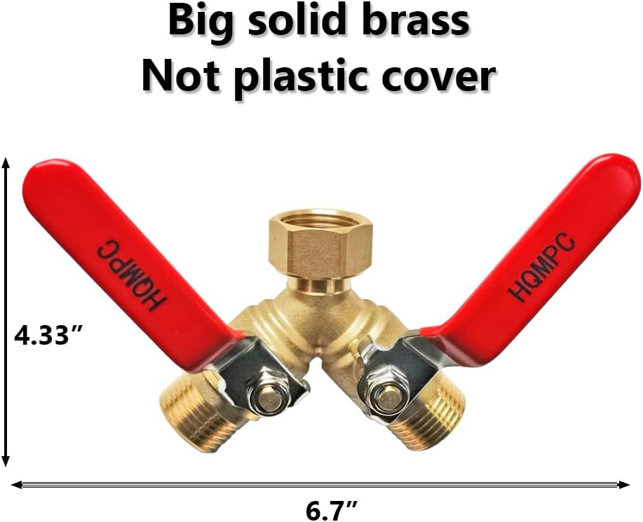 Garden Hose Y Valve Splitter Brass Hose Splitter With Stainless Steel Long Handle Brass Garden Hose Adapter 2 Way Y