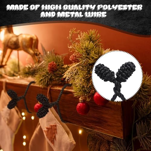 Shappy 24 Pieces Christmas Garland Ties for Banister Reusable, Black