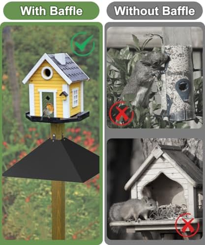 Queension Plastic Squirrel Baffle for 4x4 Bird Feeder Pole, 17Inch, 1 Pack