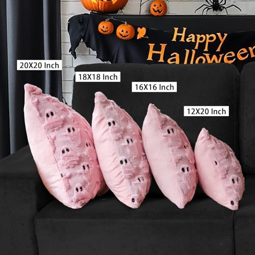 Halloween Pillow Covers 20x20 Set of 2 Pink Ghost Farmhouse Home Decor