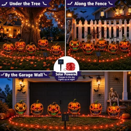 Halloween Decorations Outdoor Pumpkin, 6 Pcs Plastic Pumpkin Yard Signs