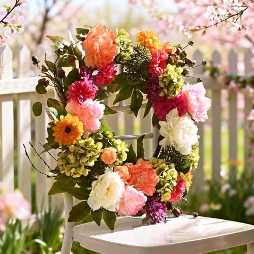 Spring Wreaths for Front Door, 22 Inch Spring Front Door Wreath