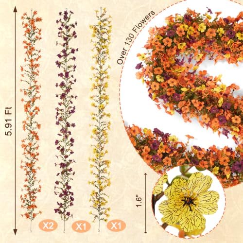 Ammyoo Fall Artificial Flowers Garland Fake Mums Vine for Home Decoration