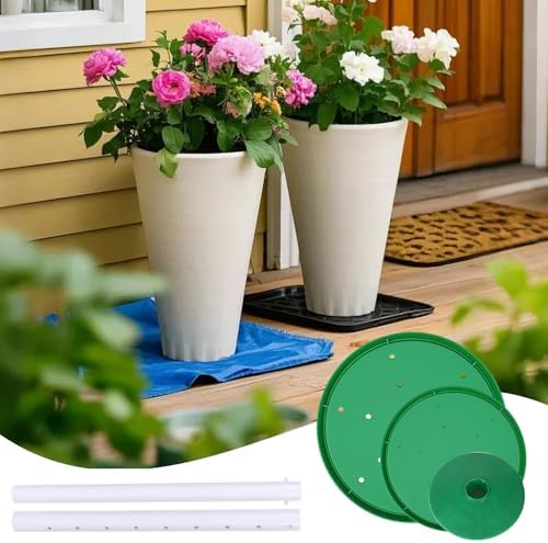 Adjustable Height Planter Inserts for Large Pots, Portable Planter Filler Plant with 11-17" Rise , 6" Base, 8" or 10" Top (Green, shorts)