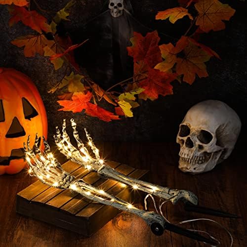 4 Pack Lighted up Skeleton Arm Stakes, Halloween Outdoor Decor