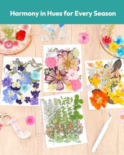 Resiners 100Pcs Dried Flowers, Pressed Flowers for Craft(Retro Style)