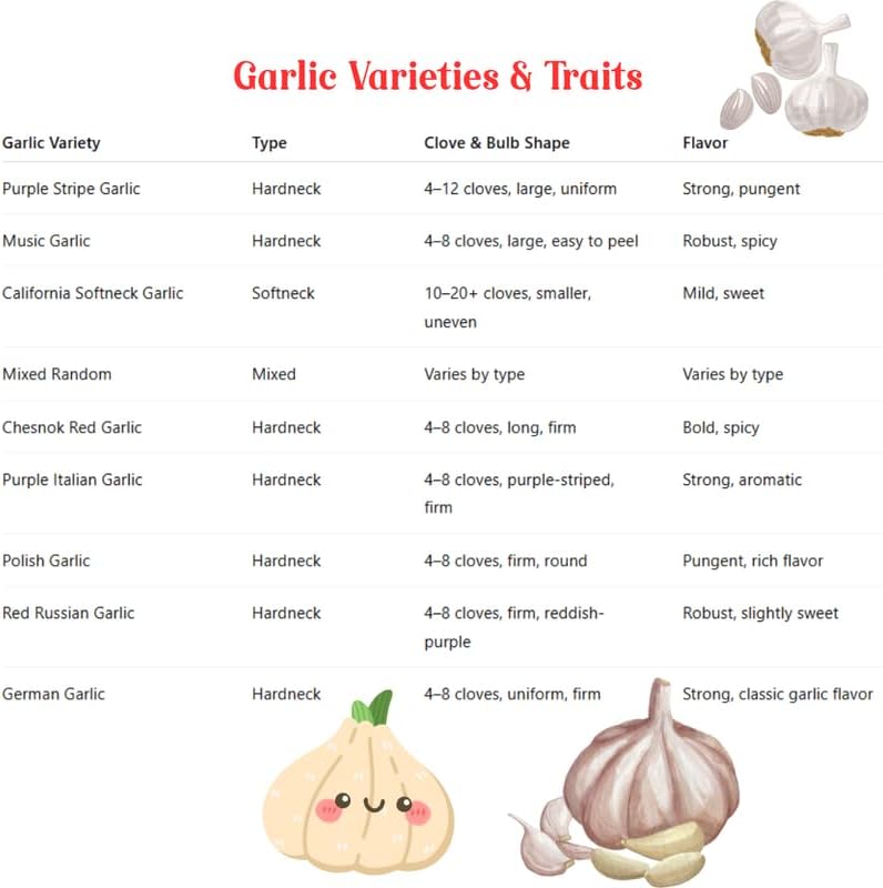 1 LB Mixed Garlic Bulbs for Planting in Fall, Hardneck Softneck Top Size | Fall Garlic Bulbs, Mix Random, Fresh and
