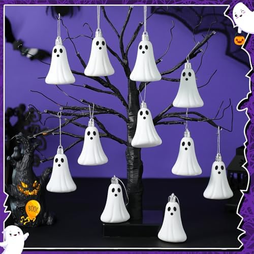 Chunful 24 Pcs Halloween Ghost Hanging Ornaments, 3 in Tree Decoration