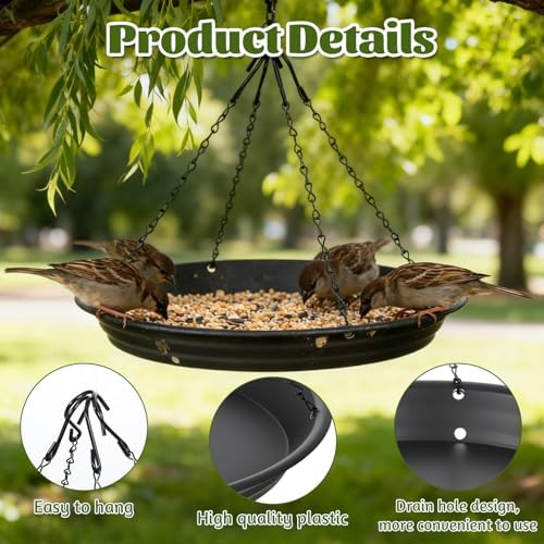 12.8'' Bird Seed Catcher Tray, Bird Feeder Platform Large Hanging Tray Squirrel Feeder Fits Most Feeders Catches Most Falling Seed and Husk for Outdoors, Backyard, Garden