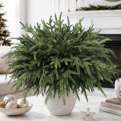 JOICEE 32Pcs 18" Real Touch Norfolk Pine Branches Artificial Faux Plants