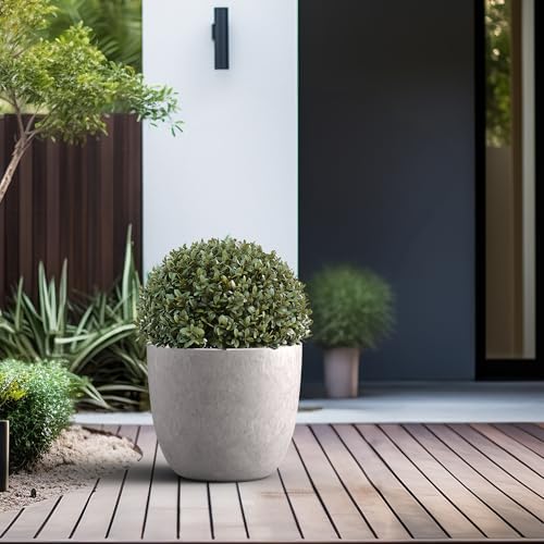 Kante Accent Round Bowl CON Gray Concrete Planter 14" Dia, Outdoor