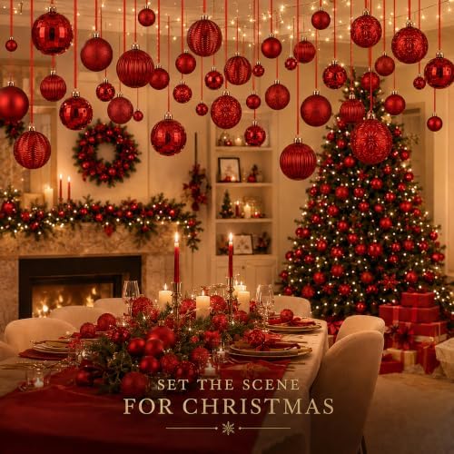 36 Pcs Christmas Balls Ornaments for Ceiling, Red