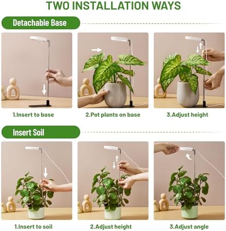 LBW Grow Lights for Indoor Plants, Full Spectrum Halo Grow Light with Base