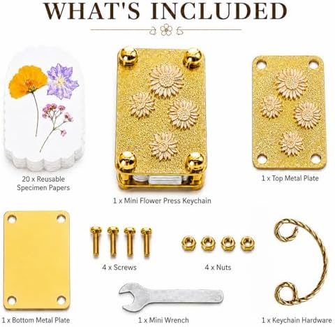 Flower Press Keychain, Portable Botanical Preservation Kit, Sunflower