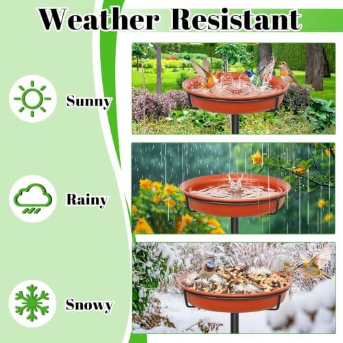 39In Freestanding Birdbaths Bowl Outdoor, Standing Garden Bird Bath Bird Feeder Bowl with Metal Stake, Detachable Decoration Spa Birdfeeder for Garden Patio Yard Lawn, 4 Spiky Feet (B)