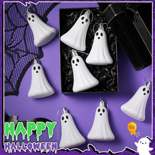 Chunful 24 Pcs Halloween Ghost Hanging Ornaments, 3 in Tree Decoration