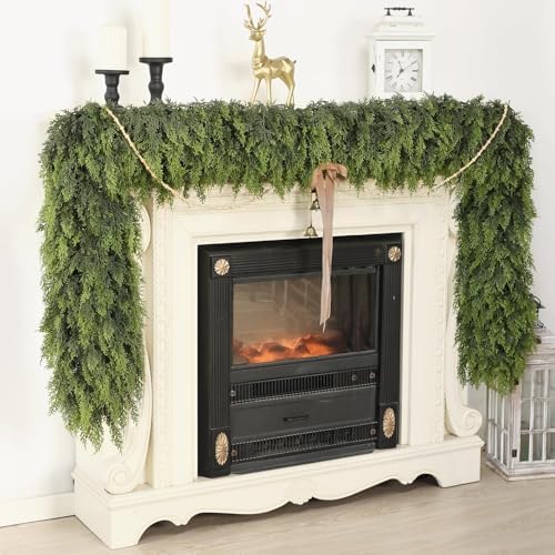 2PCS 6FT Lifelike Touch Artificial Cedar Garland for Christmas Home Decor
