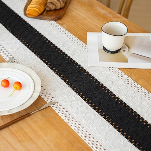 FEXIA Farmhouse Table Runner for Home Decor 12x48 Black Fall Home Decor