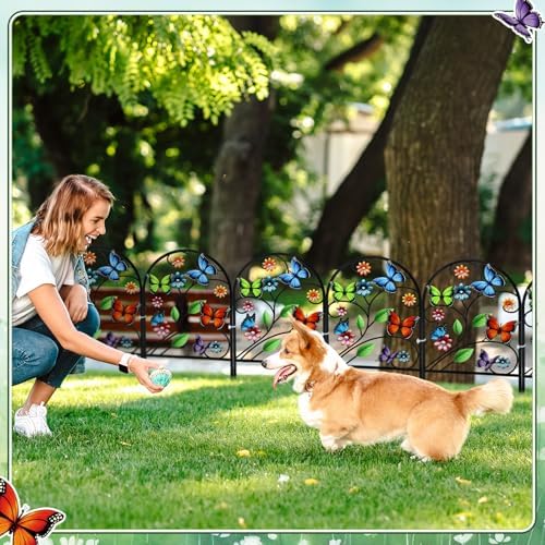 Yaocom 6 Pack Butterfly Garden Fence 16.5" H x 11.8" W Metal Border