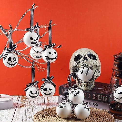 Leyndo 36 Pcs Halloween Ghost Face Ball Ornaments for Tree Party Decor