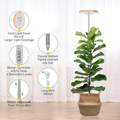 LORDEM Bamboo Grow Light for Indoor Plants, 2 Pack