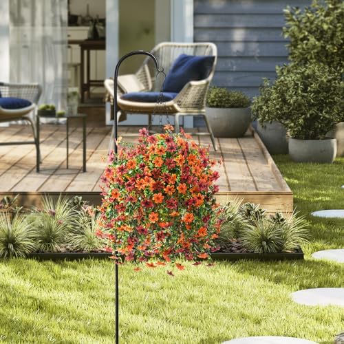 IINQCMY Artificial Flowers Fall Hanging Baskets Outdoors Fake Mums
