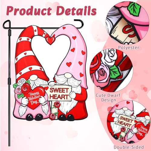 NOVWANG Valentines Day Flag, 17.7 x 13.8 in Polyester Double Sided Decor