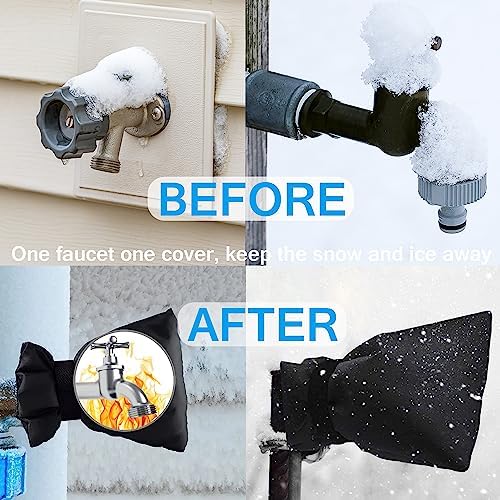 Outdoor Faucet Covers for Winter, Actgan 9.8"H x 7"W Thickened Outside Garden Faucet Socks for Freeze Protection, Reusable Insulated Faucet Covers, 2 Pack, Black