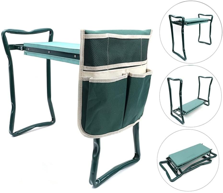 Garden Kneeler Seat Garden Stools Foldable Stool with Tool Bag Pouch EVA Foam Pad Capacity-Protects Your Knees for