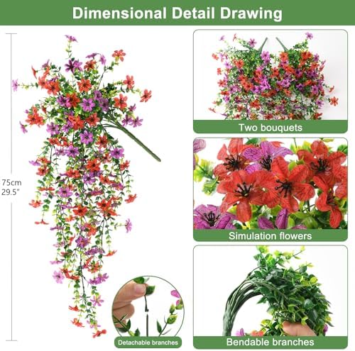 Artificial Hanging Flowers Plants for Outdoor Spring Summer Decoration