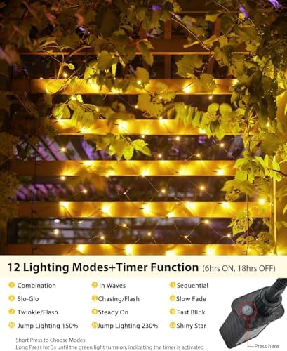 2 Pack 12×5FT 360 LED Christmas Net Lights Outdoor Mesh Lights Waterproof